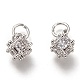 Brass Micro Pave Clear Cubic Zirconia Charms ZIRC-B002-46-2