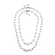 Collares de cuentas de perlas de imitación de plástico blanco y conjuntos de collares de cadena de clip de hierro NJEW-JN03059-1
