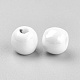 Perles en céramique de porcelaine artisanales rondes blanches X-PORC-D001-8mm-04-2