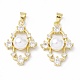Rack Plating Brass Micro Pave Clear Cubic Zirconia Charms ZIRC-C041-16G-2