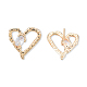 Clear Cubic Zirconia Heart Stud Earrings EJEW-N012-51LG-B-1