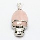 Lunette de bijoux tête de mort halloween rétro personnalisée pendentifs de pierres précieuses mélangées naturelles et synthétiques G-M038-01-2