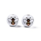 Bees Theme Printed Wooden Beads WOOD-D006-05-2