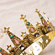 おしゃれな結婚式の王冠  合金ヘアバンド  ブライダルティアラ  ラインストーンとABS樹脂の模造真珠＆宝石  ミックスカラー  ゴールドカラー  130x53mm OHAR-S197-23-4