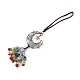 Natural Green Aventurine Moon with Mixed Gemstone Chips Tassel Pendant Decorations G-L524-07R-A06-2