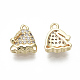 Brass Micro Pave Clear Cubic Zirconia Charms KK-S348-528-NF-2