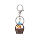 Flower Basket Kitten Opaque Resin Keychains KEYC-JKC00460-2