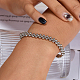 925 bracciale elasticizzato con perline rotonde in argento sterling placcato rodio da donna DS4468-1-4