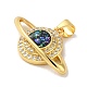 Rack Plating Brass Micro Pave Cubic Zirconia with Synthetic Opal Pendants KK-D088-09G-3