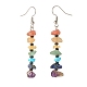 Natural & Synthetic Mixed Gemstone Chip Beaded Dangle Earrings with Glass EJEW-JE04841-2