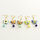Trendy Cloisonne Butterfly Dangle Earrings with Iron Earring Hooks and Glass Bead EJEW-R089-30-1