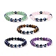 5 pièces de lapis-lazuli naturel (teint) & améthyste & oeil de tigre & perles d'aventurine verte ensemble de bracelets extensibles BJEW-JB08936-1