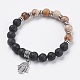 Natural Lava Rock Beads Charm Bracelets BJEW-O161-33-1