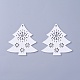 ポプラウッドペンダント  染め  クリスマスツリー  ホワイト  67x65.5x3mm  穴：3mm WOOD-O004-08B-1