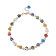 Collana da donna con perle naturali e millefiori e perline in ottone NJEW-JN04177-02-1