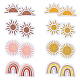 太陽と虹の布パッチ  ポリエステル刺繍アップリケ  ミシンクラフト装飾  ミックスカラー  36~48x47~58x1.5mm  16個/セット PATC-WH0005-28-1