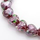 Pearlized Handmade Inner Flower Lampwork Heart Beads Strands LAMP-L024-02F-2