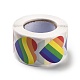 ハートロールステッカー  粘着紙ギフトタグステッカー  パーティーのために  装飾的なプレゼント  カラフル  虹の模様  38x38x0.1mm  500PCS /ロールについて DIY-B045-05C-2