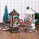 クリスマスの木製の装飾品セット  装飾品をぶら下げている12個の木製ペンダントキット  クリスマスツリーのドアやパーティーギフトの装飾に  ベルと家  ミックスカラー  家：56x47mm  箱：132x132ミリ JX058A-3