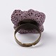 調節可能なナゲット溶岩岩の宝石用原石の指輪  プラチナメッキ真鍮パーツ  紫色のメディア  19mm RJEW-I011-01-3