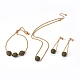 304 boucles d'oreilles en acier inoxydable et bracelets coulissants et colliers ensembles de bijoux SJEW-L133-05G-2