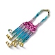 ハロウィンをテーマにしたスカル合金フルハンドリングブレスレット  女性用の調節可能なリングが5つ付いたストレッチブレスレット  虹色  内径：2-3/8インチ（6cm） BJEW-L680-01RC-2