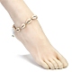 Плетеные ножные браслеты из бисера из натуральной раковины каури для девочек и женщин AJEW-AN00453-01-3