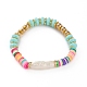 Arc-en-ciel polymère argile perles heishi bracelets extensibles BJEW-JB05865-03-1