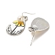 Pendientes colgantes de perlas de imitación de plástico con forma de lágrima y flor EJEW-G370-03AS-2