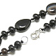 Natural Black Agate Beaded Necklaces NJEW-S399-02-2