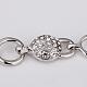 Pulseras de eslabones de anillo de rhinestone checos de aleación de estaño chapadas en platino real BJEW-BB10050-4