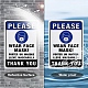 UV保護＆防水アルミニウム警告サイン  フェイスマスクサインを着用してください  ブルー  350x250x1mm  穴：4mm AJEW-GL0001-05C-01-5