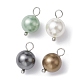 Ciondoli rotondi tinti di perle di conchiglia PALLOY-JF02245-01-1