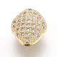 Brass Micro Pave Cubic Zirconia Beads KK-O112-12G-1