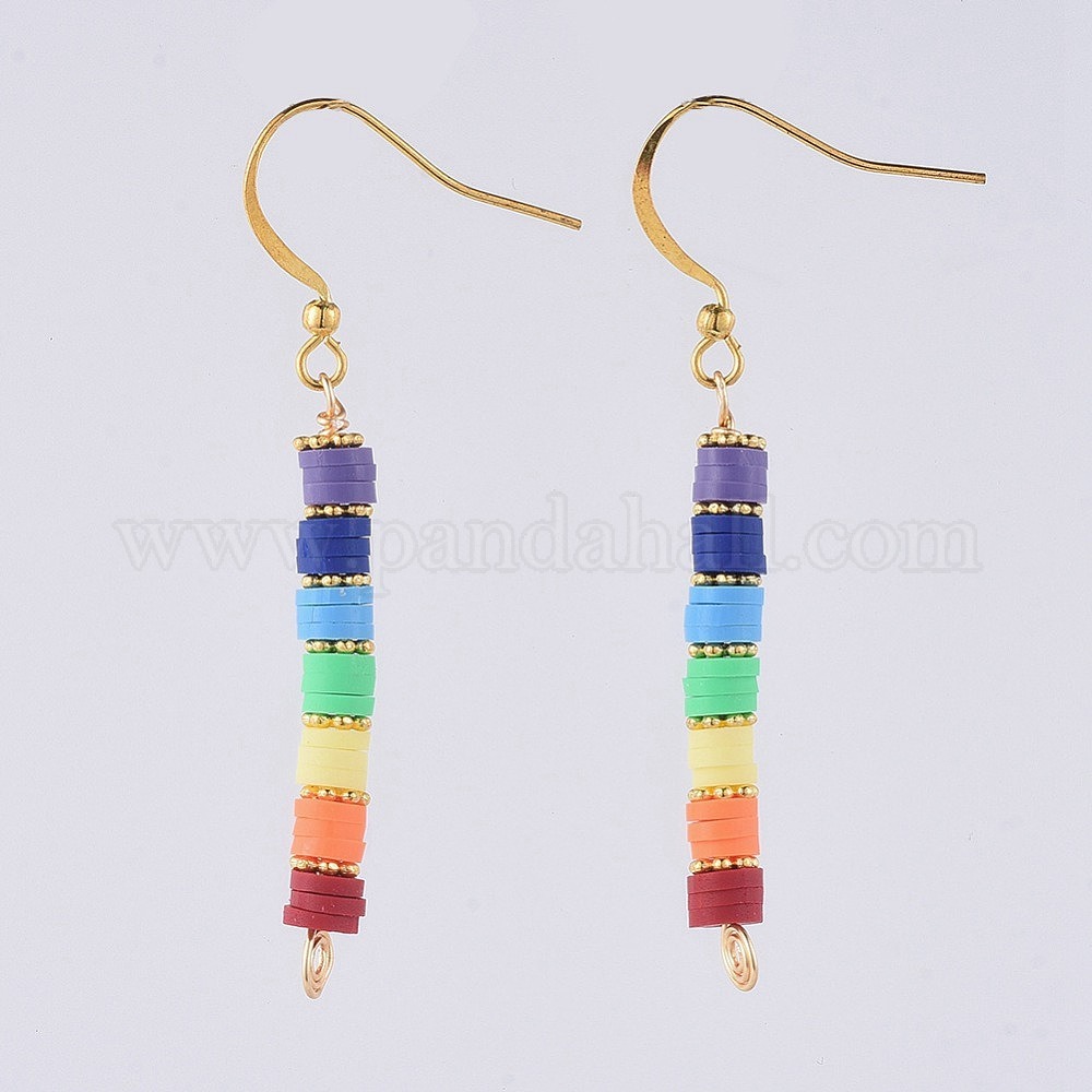 Wholesale Handmade Polymer Clay Heishi Beads Dangle Earrings