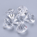 Ciondoli arilico trasparente, sfaccettato, diamante, chiaro, 15x15mm, Foro: 2 mm
