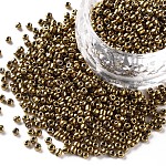 12/0 Perlas de semillas de vidrio, colores metálicos, coco marrón, 2mm, agujero: 1 mm, aproximamente 30000 unidades / libra