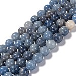 Природные голубые авантюрин бисером пряди, круглые, 8 мм, отверстие : 1 мм, около 48 шт / нитка, 15.2 дюйм