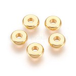 304 Edelstahl-Abstandhalter-Perlen, Flachrund, echtes 24k vergoldet, 6x2 mm, Bohrung: 1.8 mm