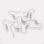 316 Surgical Stainless Steel Earring Hooks, Ear Wire, with Horizontal Loop, Stainless Steel Color, 20x21x3mm, Hole: 2mm, Pin:0.7mm