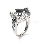925 componente de anillo ajustable de plata esterlina, bases del anillo de la almohadilla, oval, plata antigua, Bandeja: 18x15 mm, 6.5mm, diámetro interior: 17 mm