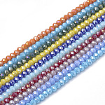 Стеклянные бусины с гальваническим покрытием , AB цвет, граненые, рондель, разноцветные, 6x4 мм, отверстие : 1 мм, около 89 шт / нитка, 15.6 дюйм