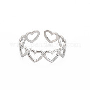 304 Stainless Steel Open Heart Wrap Cuff Ring for Women RJEW-S405-194P