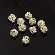 Латунные бусины со стразами  RB-A019-6mm-01S