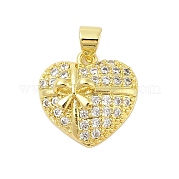 Сердце стойки обшивки латунь микро проложить Цирконом подвески KK-Z074-57G