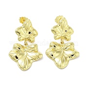 Серьги-пусеты с подвесками из латуни и листьев стойки EJEW-M237-10G-01
