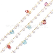 Цепочка из латуни и абс. искусственного жемчуга и фианитов CHC-D029-28G