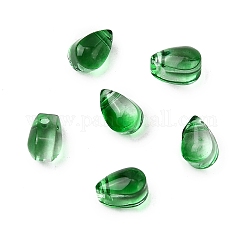 Abalorios de vidrio, lágrima, verde, 6x4x4mm, agujero: 1 mm