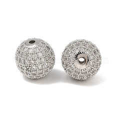 Cz Messing Micro Pave Zirkonia runde Perlen, Platin Farbe, 14 mm, Bohrung: 2 mm