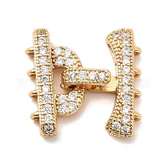 Fermoirs repliables en laiton micro pave zircone cubique transparente, coller, véritable 18k plaqué or, 19x18.5x5mm, Trou: 1.4mm